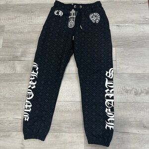 Chrome Hearts Black Jogger Sweatpants with White Script